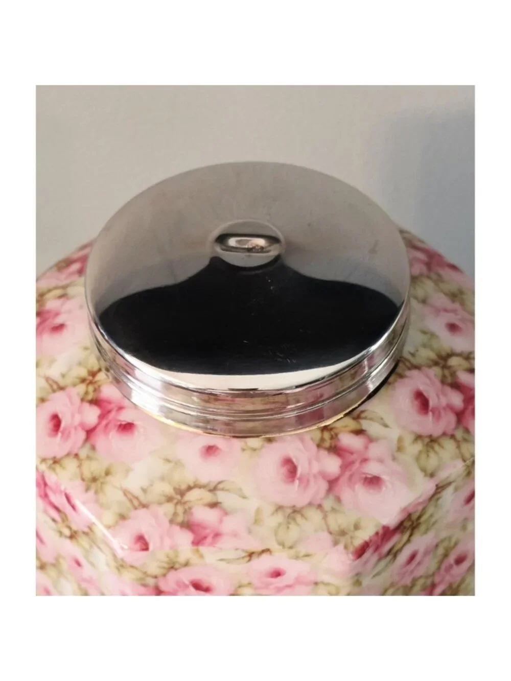 Vintage MCM Royal Staffordshire Pink Floral Biscuit Barrel